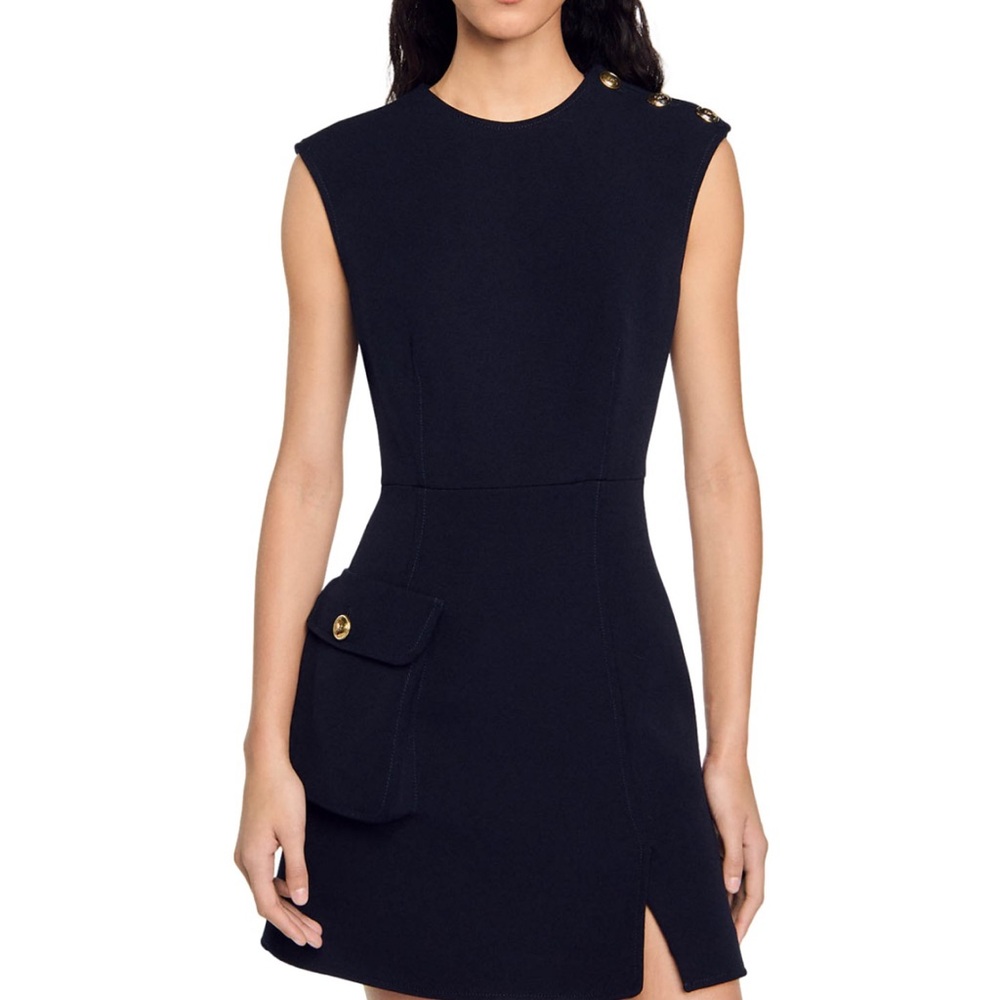 Sandro Nicole Navy Marine Dress Sz 8 NWT